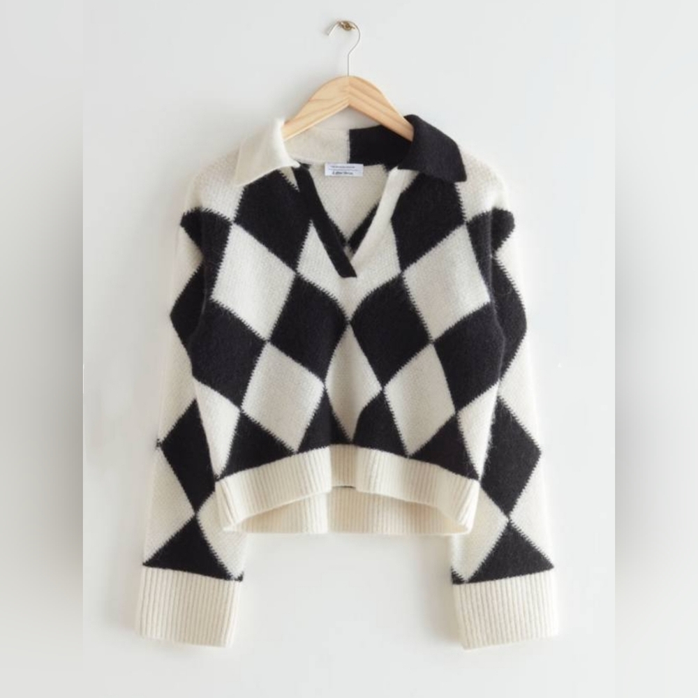 Other Stories Checkered Jacquard Knit Sweater Size S, NWT